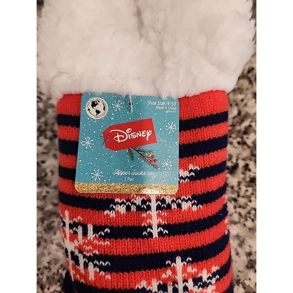 NEW Stitch‎ Faux Sherpa Lined Soft Non-Slip Green Women's Slipper Socks